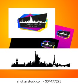 London, New York, Paris. Template design of logo. The idea for the design of global events, travel agency, souvenir products and others.