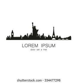 Londres, Nueva York, París. Diseño de plantilla de logotipo. La idea para el diseño de eventos globales, agencia de viajes, productos de recuerdo y otros.