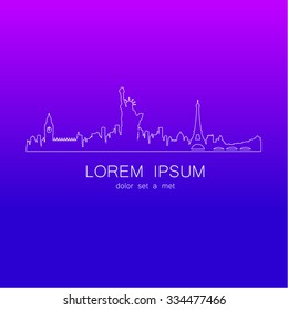 London, New York, Paris. Template design of logo. The idea for the design of global events, travel agency, souvenir products and others.