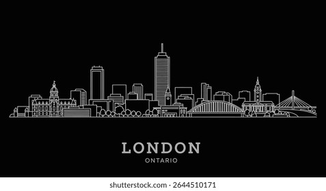 London Ontario Skyline com Minimalista e Preto.