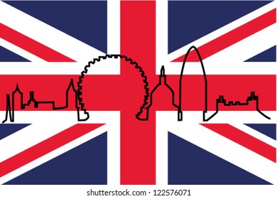 London Outline on Flag England