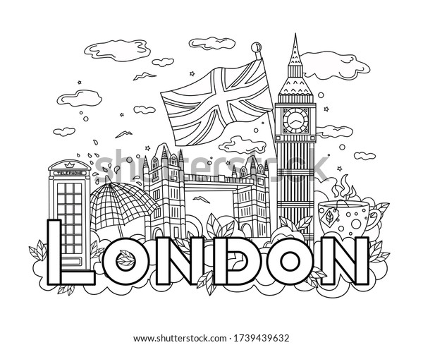 London Outlinehistory Travel Tourism Vector Background Stock Vector ...