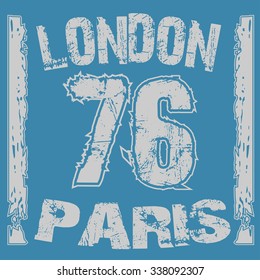 London Paris typography, t-shirt graphics. Vector illustration