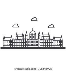 london parliament vector line icon, sign, illustration on background, editable strokes