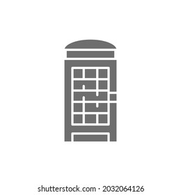 London phone booth, English call box grey icon.