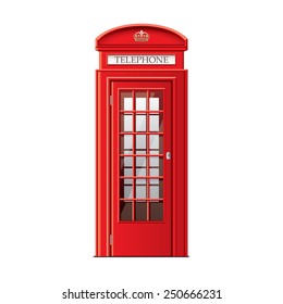 Puesto de teléfono de Londres aislado en ilustración vectorial fotorealista