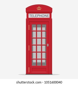 London Phone Booth, Red cabin, English telephone Street box. Symbol of the UK. Vector