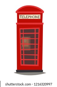 London phone booth vector Illustration. England landmark, London city symbol cartoon style. Isolated white background. Travel to United Kingdom Great Britain