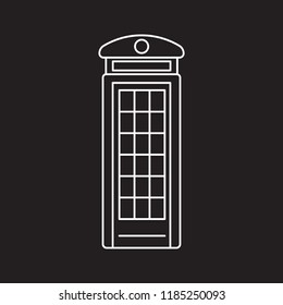 London phone box icon. Outline illustration of London phone box vector icon for web and advertising isolated on black background. Element of culture and traditions