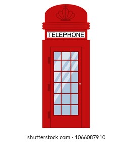 London phone red booth vector flat icon isolated on white background.