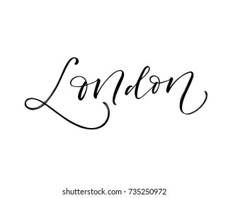 London phrase. The capital of United Kingdom. Ink illustration. Modern brush calligraphy. Isolated on white background.