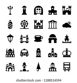 London Places and Landmarks Glyph Icons Set 
