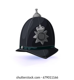 London policeman helmet. Vector illustration. Masquerade or carnival costume headdress