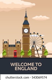 London poster. England. London skyline Travelling vector illustration