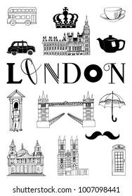 London poster. Vector set of landmarks