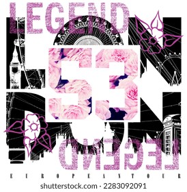 london print pattern consisting of text and numbers suitable for textiles white background