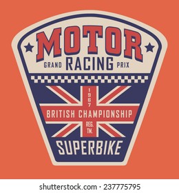 London racing typography, t-shirt graphics, vectors