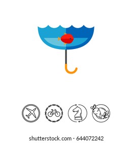 London Rain Concept with Umbrella Icon