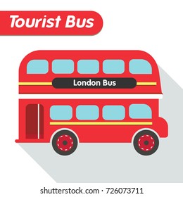 london Red bus culture city travel transportation symbol in UK vector with shadow