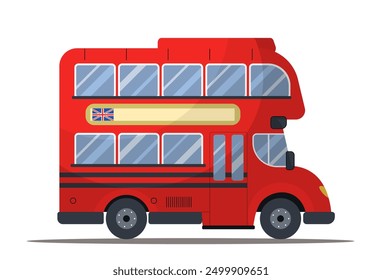London red bus. Traditional british transport and vehicle. United Kingdom culture and traditions. Graphic element for website. Flat vector illustration isolated on white background