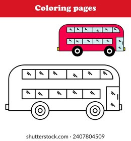 london red bus vector illustration isolated on white background.coloring pages for kids transportation to and from the sample color.the bus is in Italian.