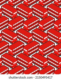 London Red double decker bus pattern seamless. UK Landmark bus background. Vector texture