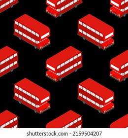 London Red double decker bus pattern seamless. UK Landmark bus background. Vector texture