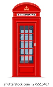 Dibujo vectorial de cabina roja de Londres aislado en fondo blanco