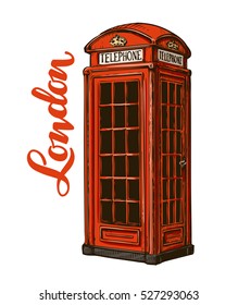 London red phone booth. Vector illustration isolated on white background