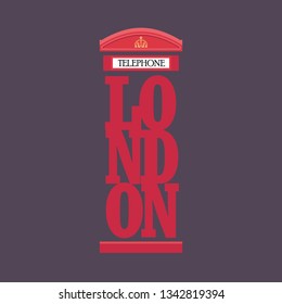 London red telephone booth poster design. Vector illustration.