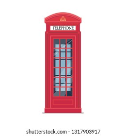 London red telephone booth. Vector illustration.