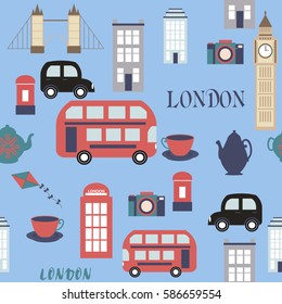 London seamless pattern with landmarks. Vector illustration