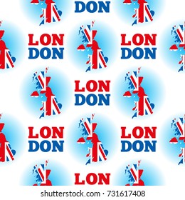 London. Seamless pattern with map of United Kingdom. Vector background for wrapping paper, wallpapers, web pages, covers, textiles and other items.