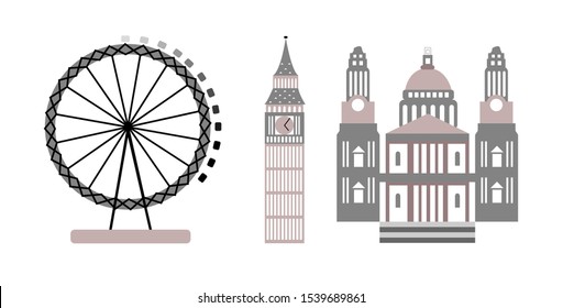 london sights tourism to europe. london vector isolated. London city vector background. england sights. united kingdom places. 