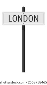 London signpost on a black pole. Vector illustration isolated on white background. EPS10