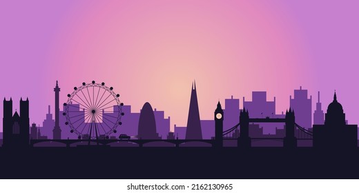 London silhouette flat vector illustration. Landing page for travel website.