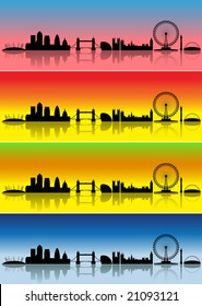 London silhouettes in different colours representing four seasons