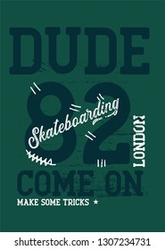 london skateboarding,t-shirt design vector illustration