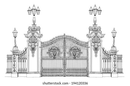 London, sketch collection, Buckingham palace gate