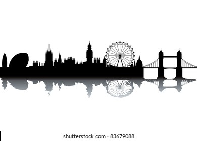 London skyline - black and white vector illustration