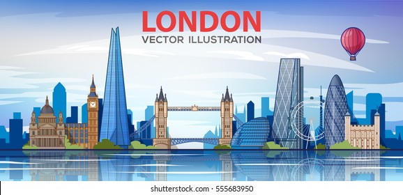 London Skyline . England Landscape. Vector Illustration