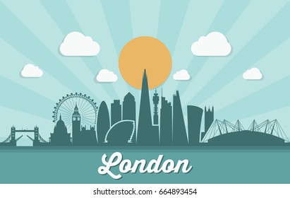 London skyline, England - United Kingdom - vector illustration