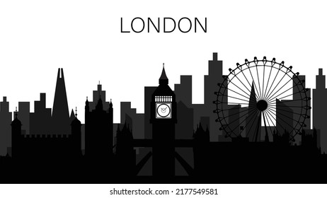 London skyline illustration, tourist sites, city.