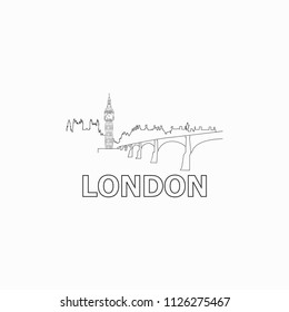 London skyline and landmarks silhouette black vector icon. London panorama. England