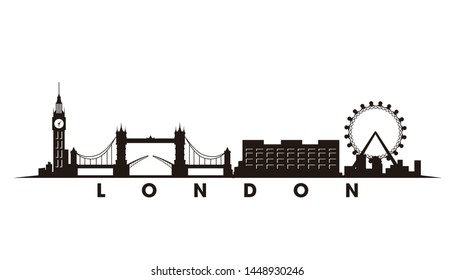 London Skyline Landmarks Silhouette Vector Stock Vector (Royalty Free ...