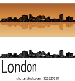 London skyline in orange background in editable vector file