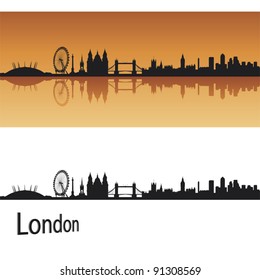 London skyline in orange background in editable vector file