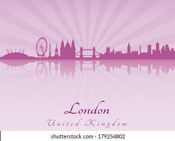 London skyline in purple radiant orchid in editable vector file