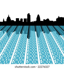 London skyline reflected with text illustration