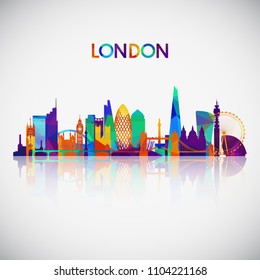 London skyline silhouette in colorful geometric style. Symbol for your design. Vector illustration.